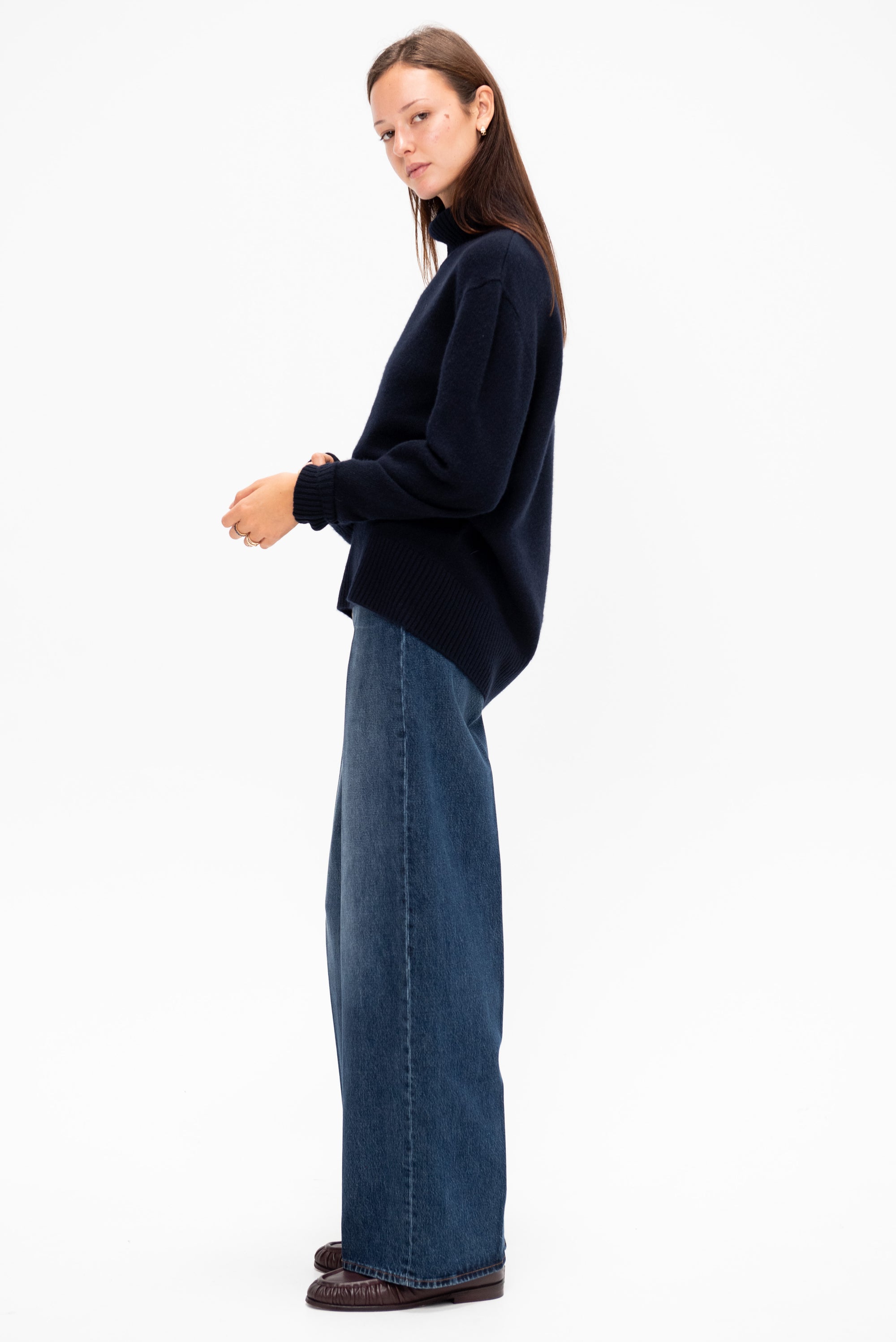 Wide Leg Denim, Dark Blue