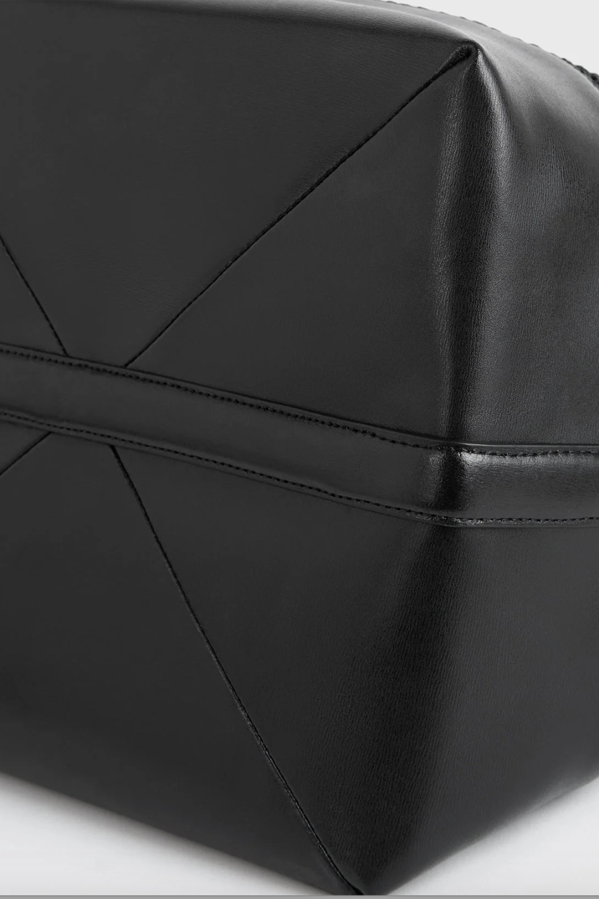 Woven Leather Belted Tote, Black