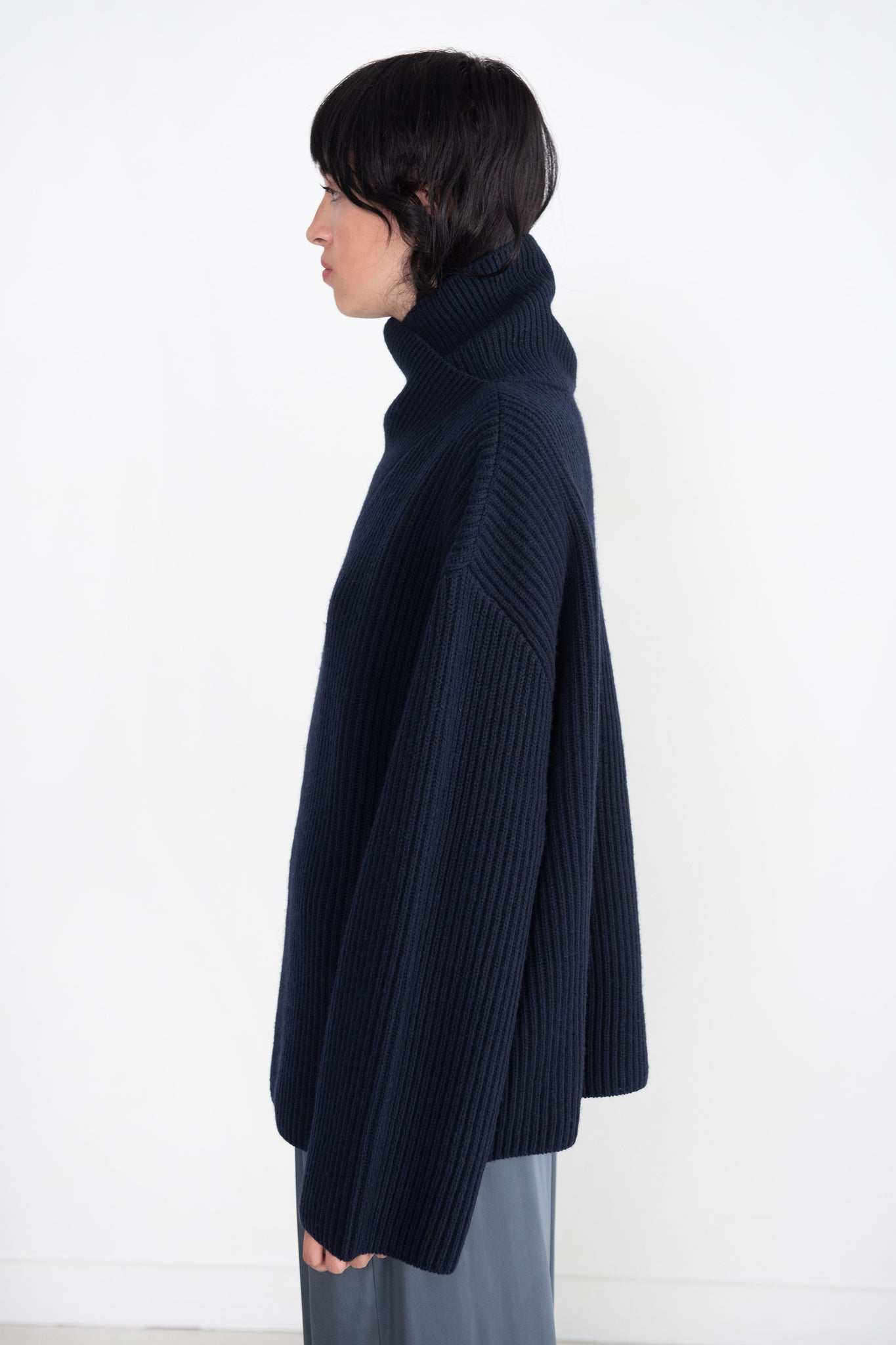 Totême - Wrapped-Neck Knit, Navy