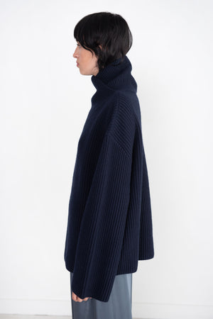 Totême - Wrapped-Neck Knit, Navy