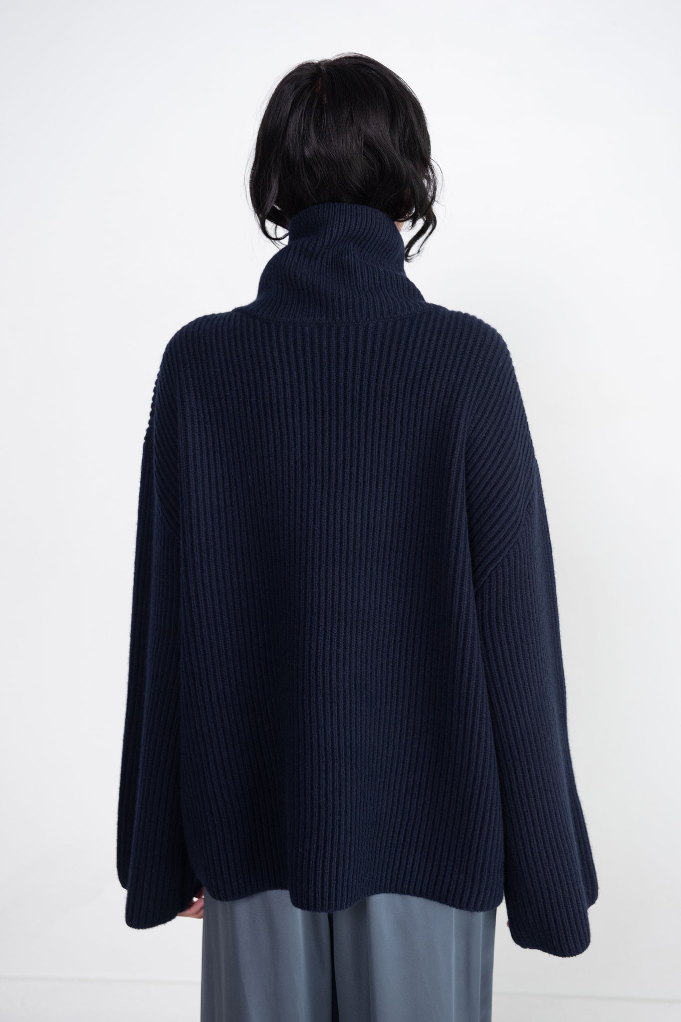 Totême - Wrapped-Neck Knit, Navy