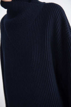 Totême - Wrapped-Neck Knit, Navy