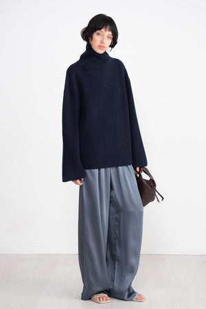 Totême - Wrapped-Neck Knit, Navy