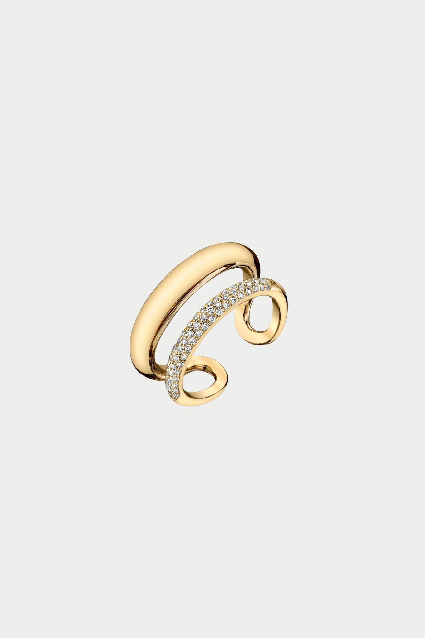 Pave Twin Tusk Ring, Yellow Gold