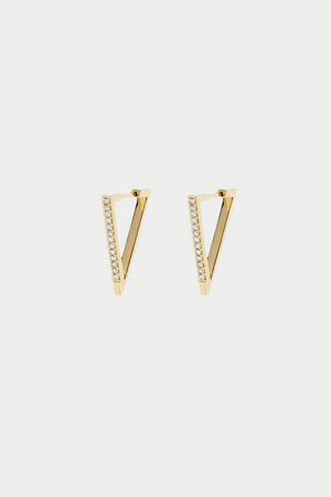 AZLEE - V Baguette Diamond Hoops, Yellow Gold