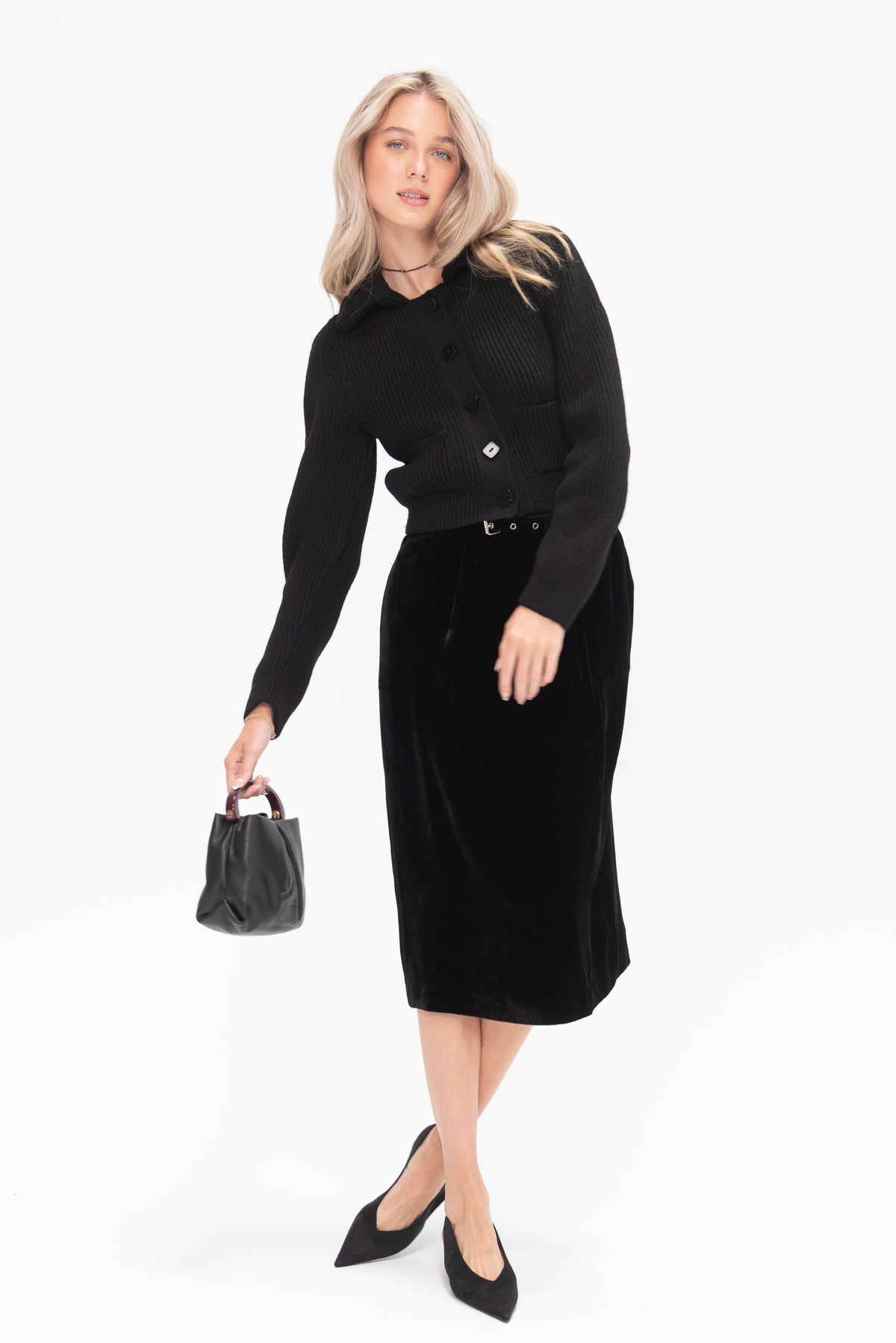 Veronique Leroy Button Knit Cardigan, Black – Kick Pleat