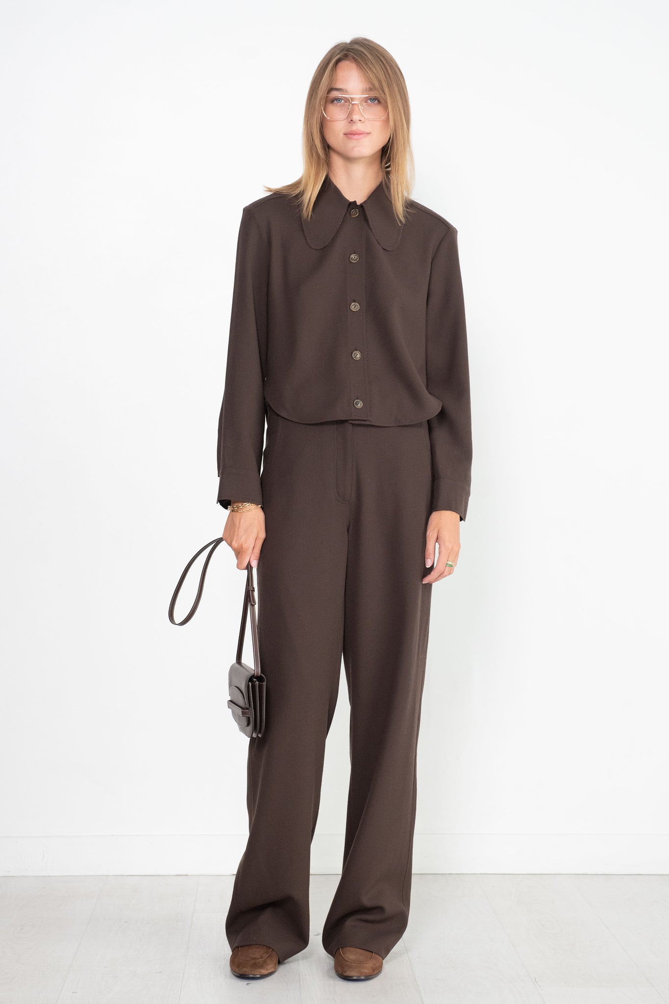 Veronique Leroy - Rounded Collar Shirt, Chocolate