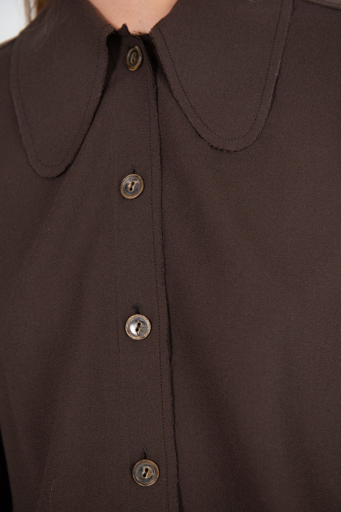 Veronique Leroy - Rounded Collar Shirt, Chocolate
