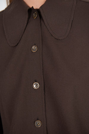 Veronique Leroy - Rounded Collar Shirt, Chocolate