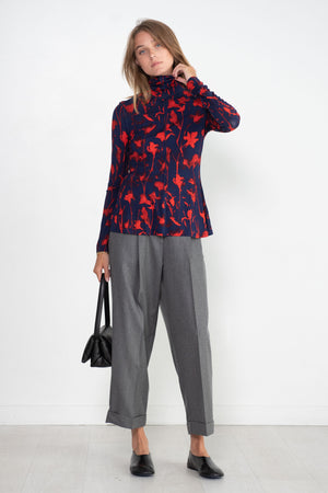 Proenza Schouler White Label - Cyanotype Jersey Turtleneck Top, Indigo & Garnet