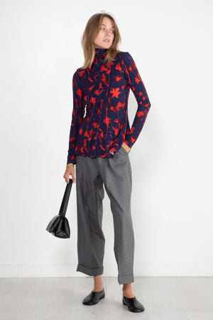 Proenza Schouler White Label - Cyanotype Jersey Turtleneck Top, Indigo & Garnet