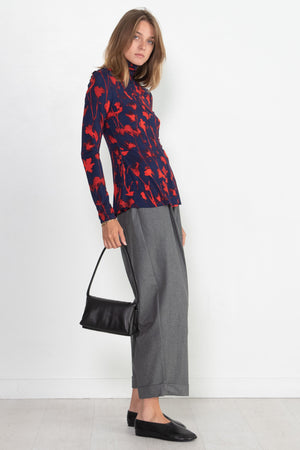 Proenza Schouler White Label - Cyanotype Jersey Turtleneck Top, Indigo & Garnet