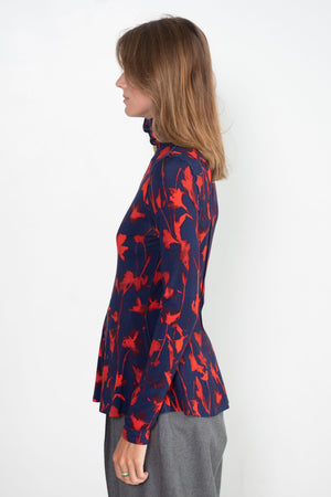 Proenza Schouler White Label - Cyanotype Jersey Turtleneck Top, Indigo & Garnet