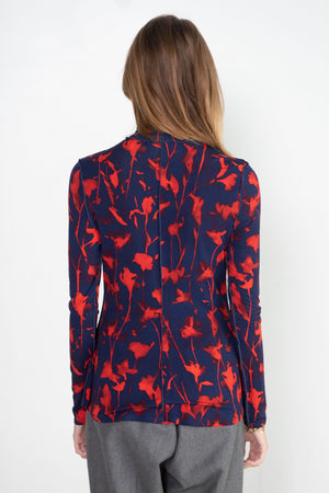 Proenza Schouler White Label - Cyanotype Jersey Turtleneck Top, Indigo & Garnet
