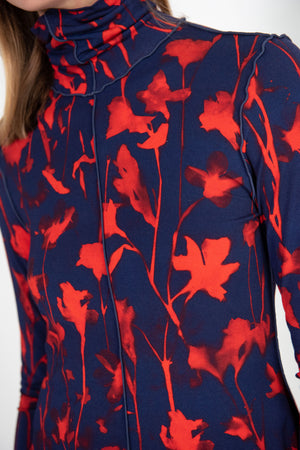 Proenza Schouler White Label - Cyanotype Jersey Turtleneck Top, Indigo & Garnet