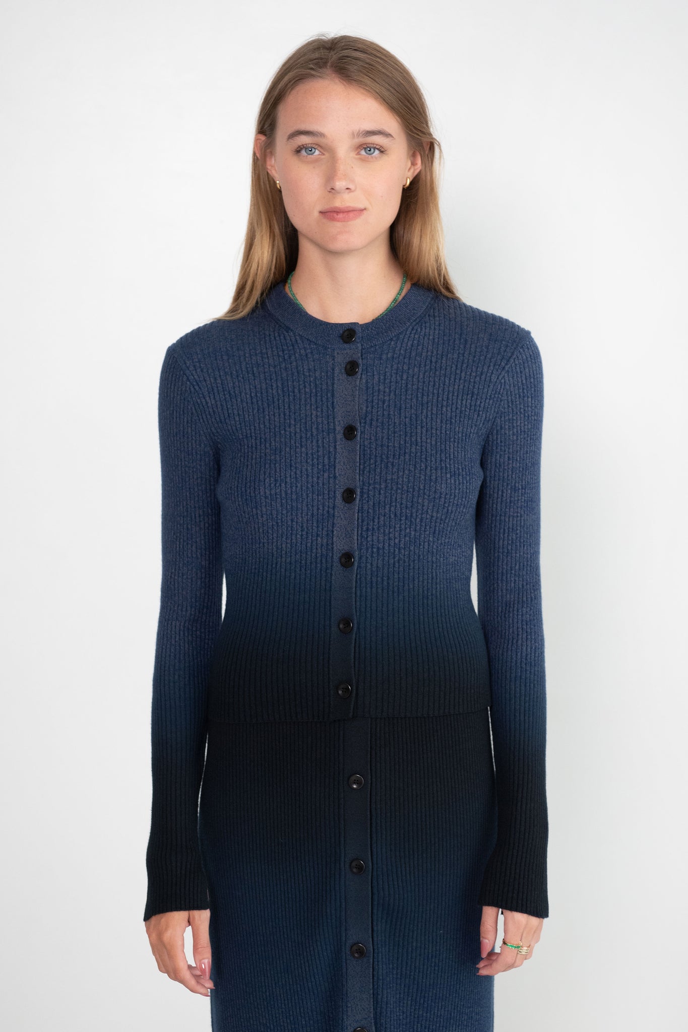 Proenza Schouler White Label - Gradient Marl Cardigan, Steel Grey & Black
