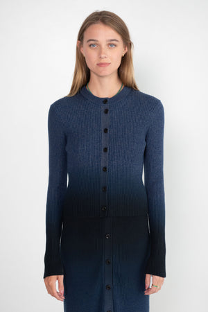 Proenza Schouler White Label - Gradient Marl Cardigan, Steel Grey & Black