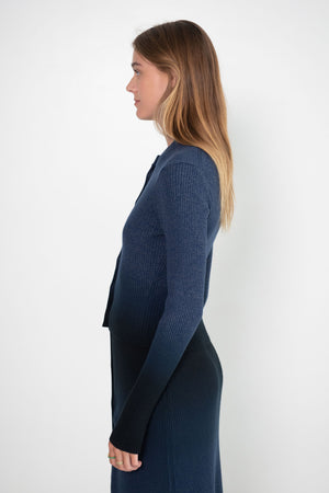Proenza Schouler White Label - Gradient Marl Cardigan, Steel Grey & Black