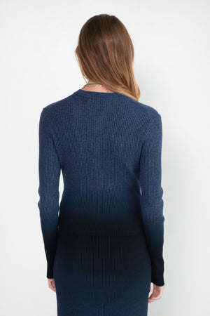 Proenza Schouler White Label - Gradient Marl Cardigan, Steel Grey & Black