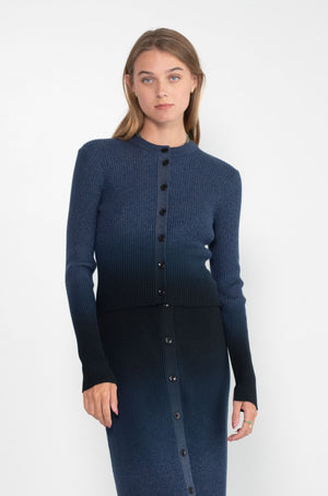 Proenza Schouler White Label - Gradient Marl Cardigan, Steel Grey & Black