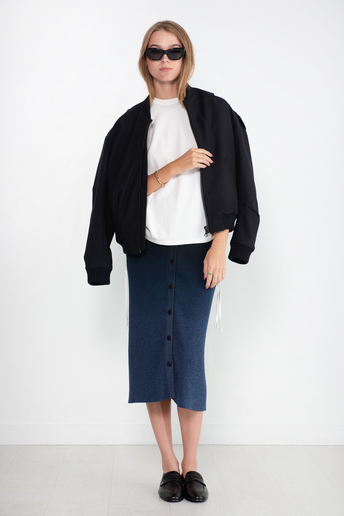 Proenza Schouler White Label - Gradient Marl Knit Skirt, Steel Grey & Black