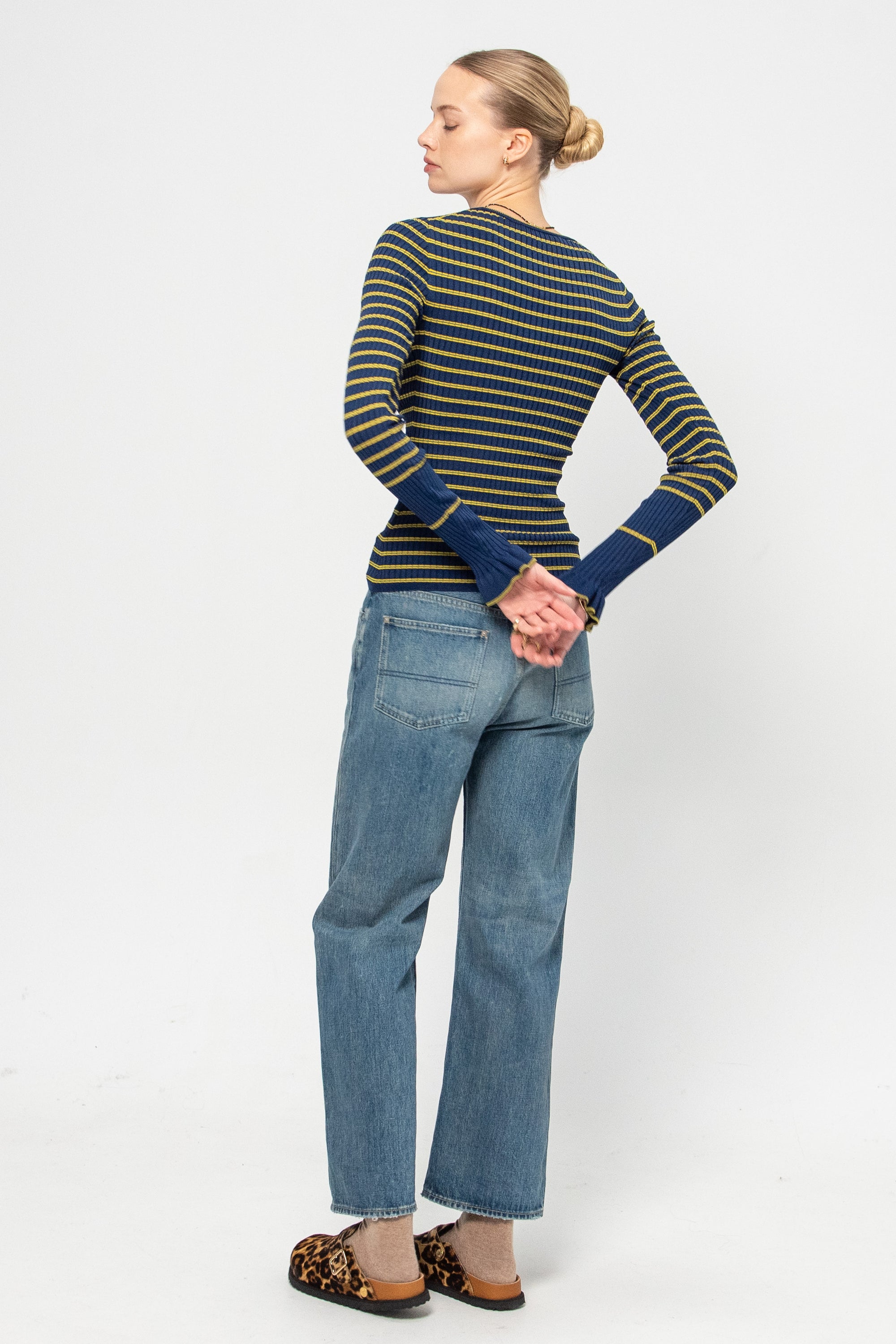 Yasmine Sweater, Navy &amp; Yellow