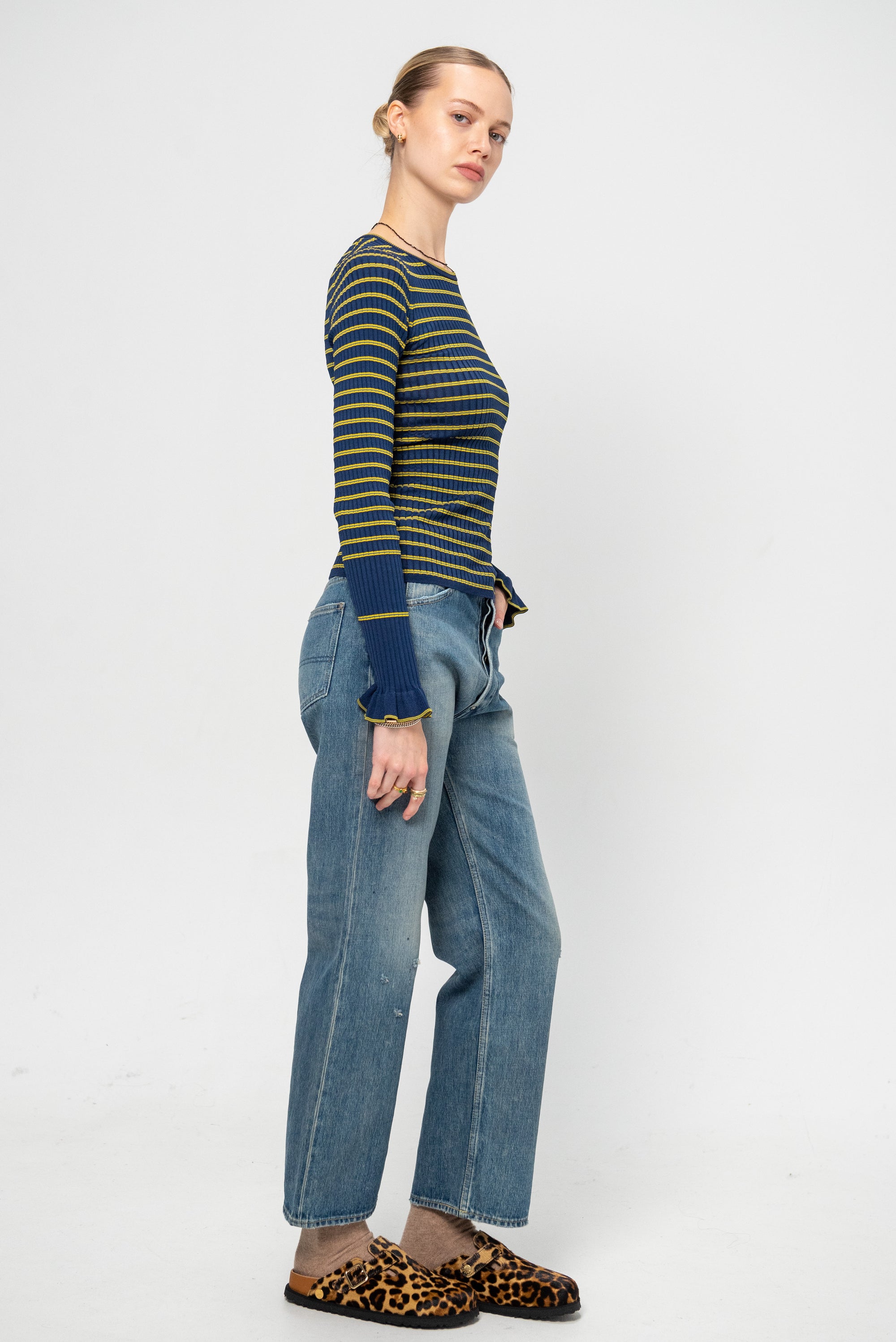 Yasmine Sweater, Navy &amp; Yellow