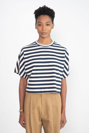 WJ MARTIN - Ada T-Shirt, Natural & Navy
