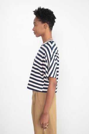 WJ MARTIN - Ada T-Shirt, Natural & Navy