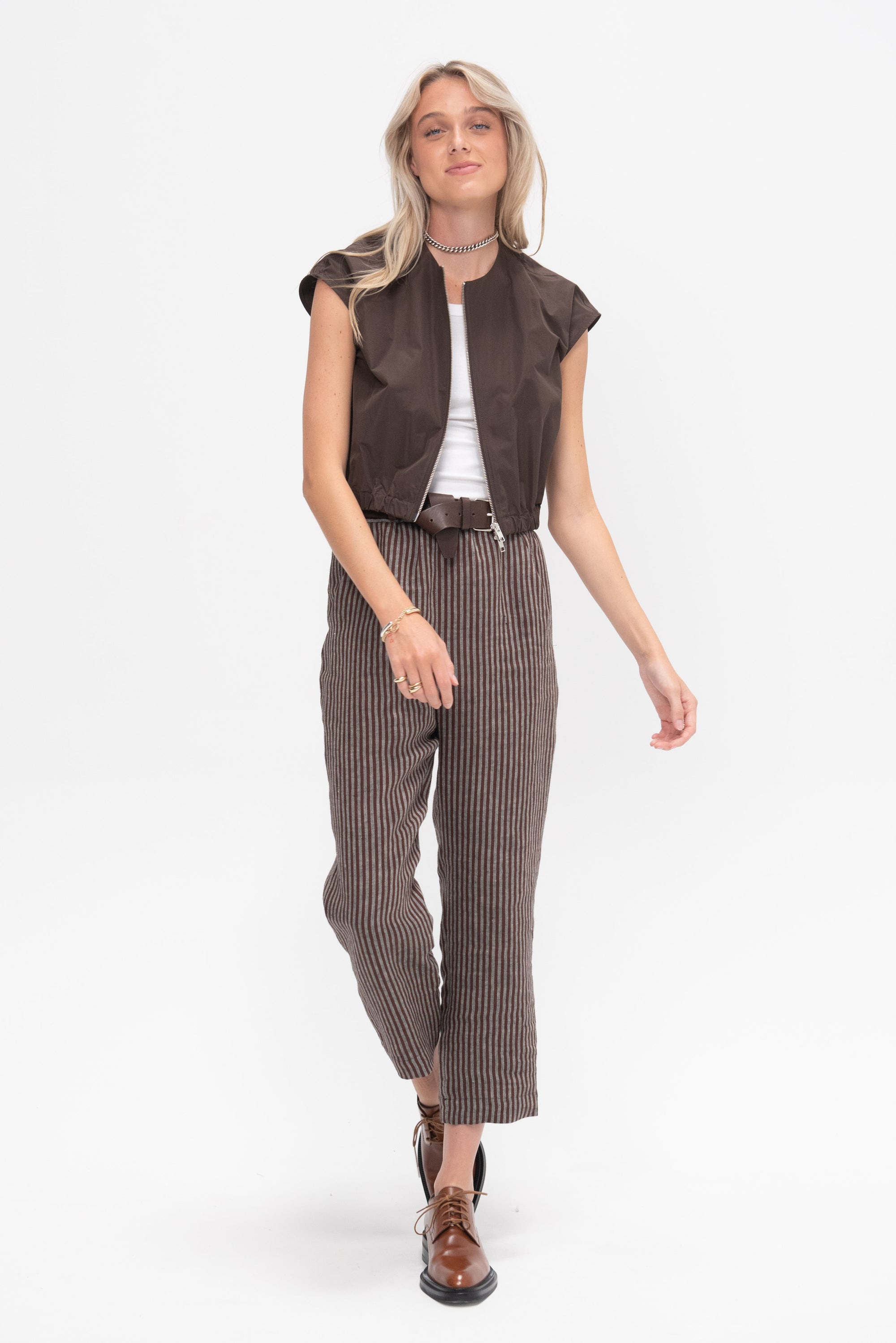 Lyla Pants, Brown Stripe