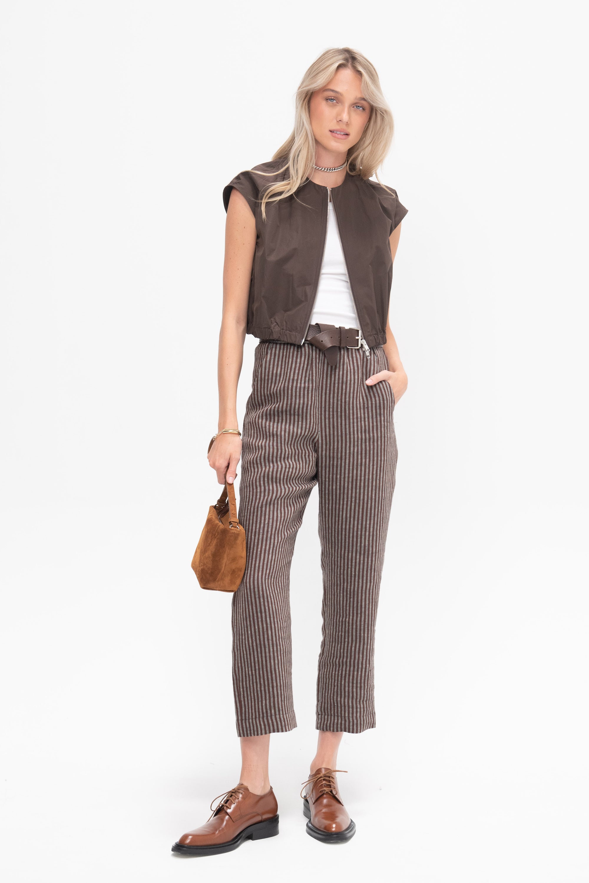 Lyla Pants, Brown Stripe