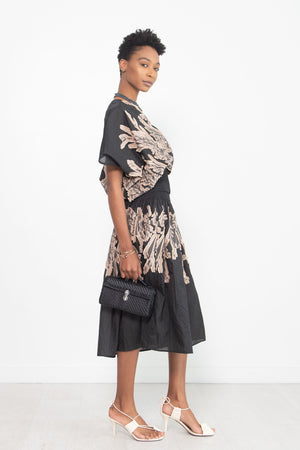 Zero + Maria Cornejo - Eva Top - Field Smocked Voile, Black & Natural