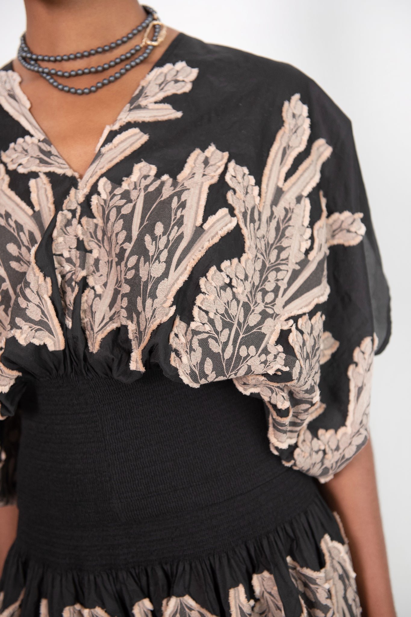 Zero + Maria Cornejo - Eva Top - Field Smocked Voile, Black & Natural