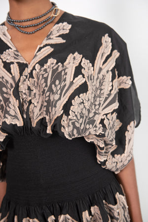 Zero + Maria Cornejo - Eva Top - Field Smocked Voile, Black & Natural
