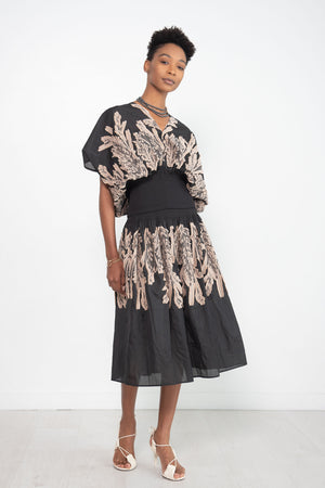 Zero + Maria Cornejo - Eva Top - Field Smocked Voile, Black & Natural
