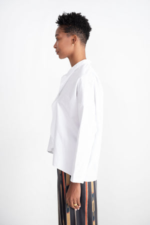 Zero + Maria Cornejo - Long-Sleeved Fin Gaban Shirt, White Pepper