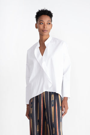 Zero + Maria Cornejo - Long-Sleeved Fin Gaban Shirt, White Pepper