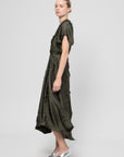 Long Aki Wave Dress, Olive