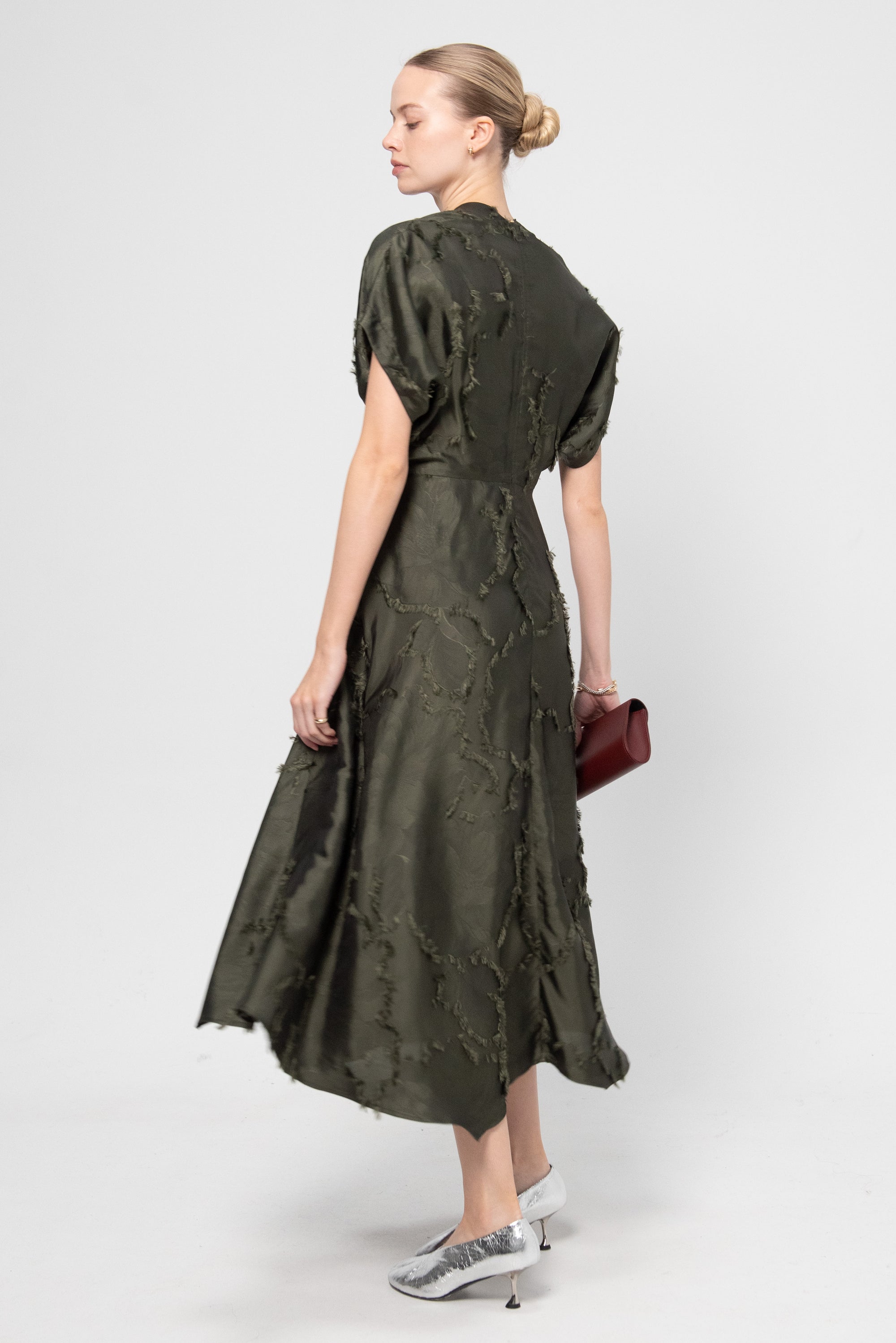 Long Aki Wave Dress, Olive
