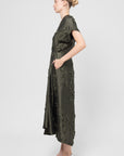 Long Aki Wave Dress, Olive