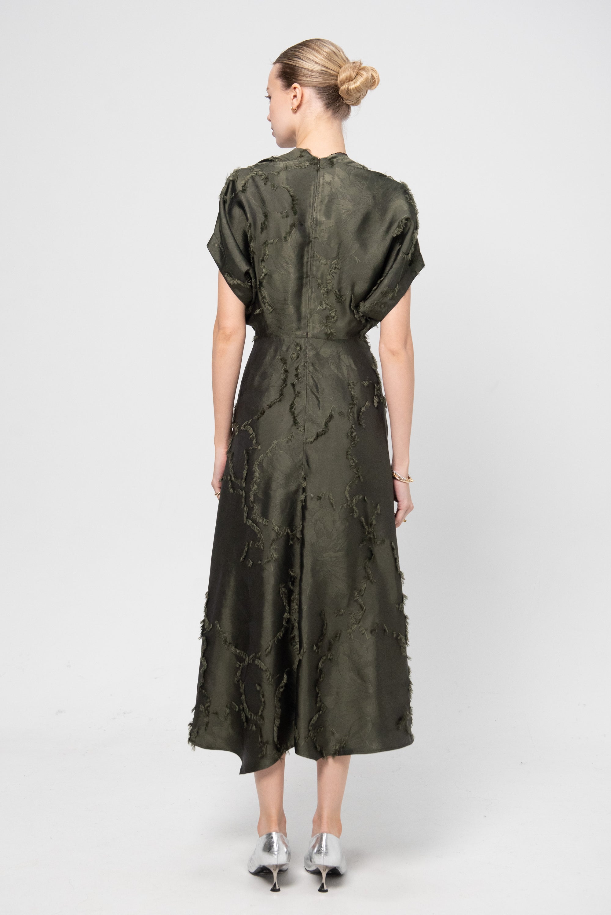 Long Aki Wave Dress, Olive