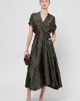 Long Aki Wave Dress, Olive