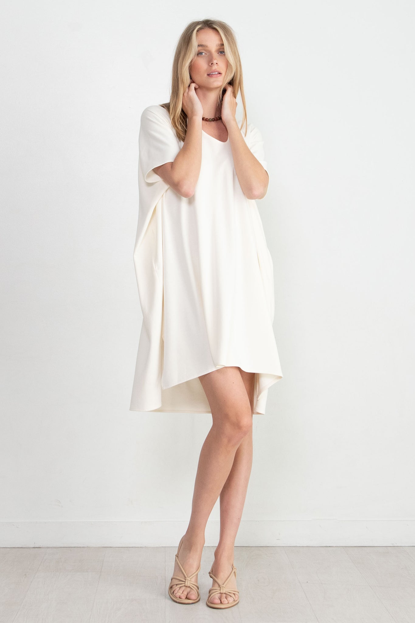 Zero + Maria Cornejo - Jersey Off Kilter Dress, White Pepper