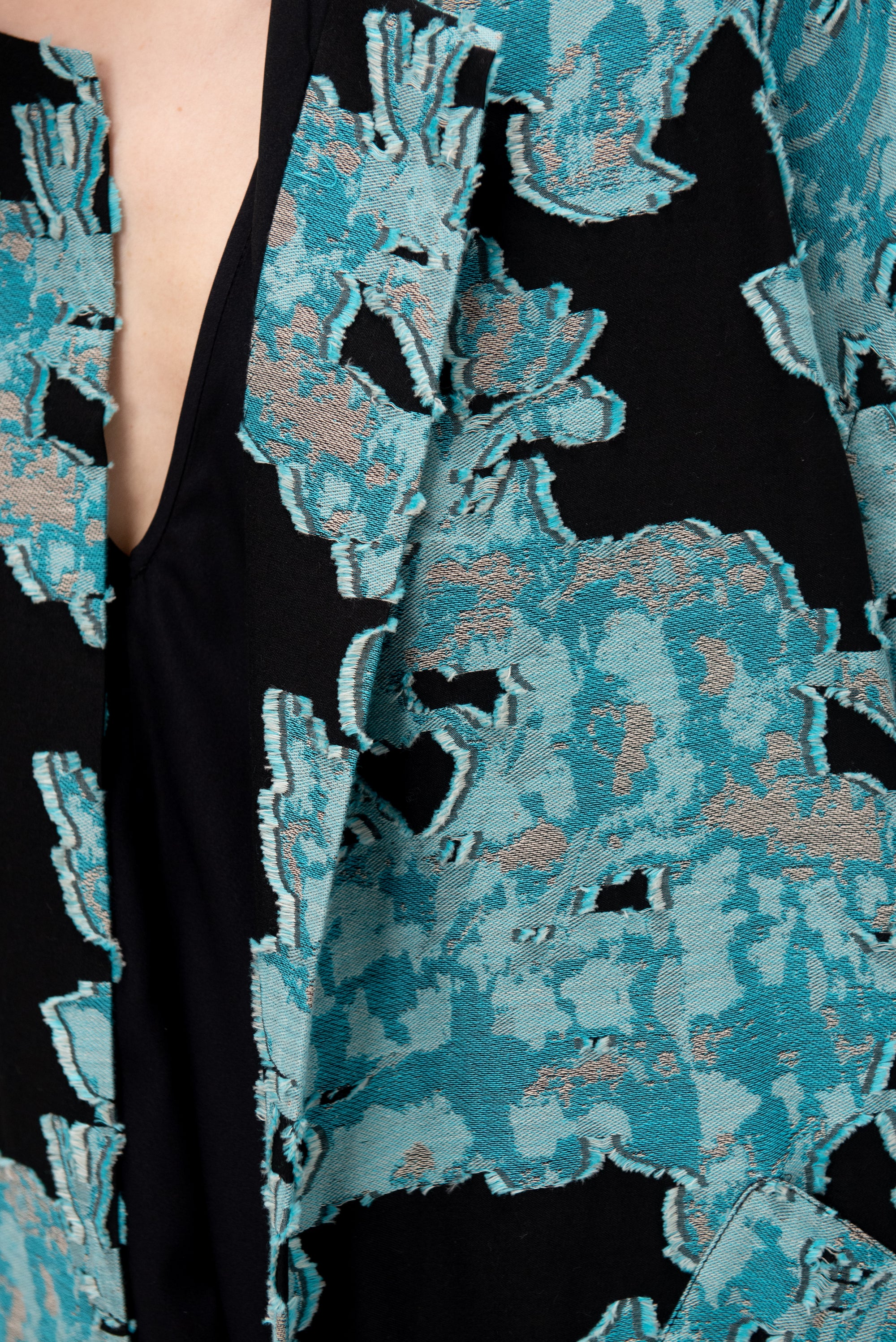 Eve Koya Coat, Black &amp; Turquoise