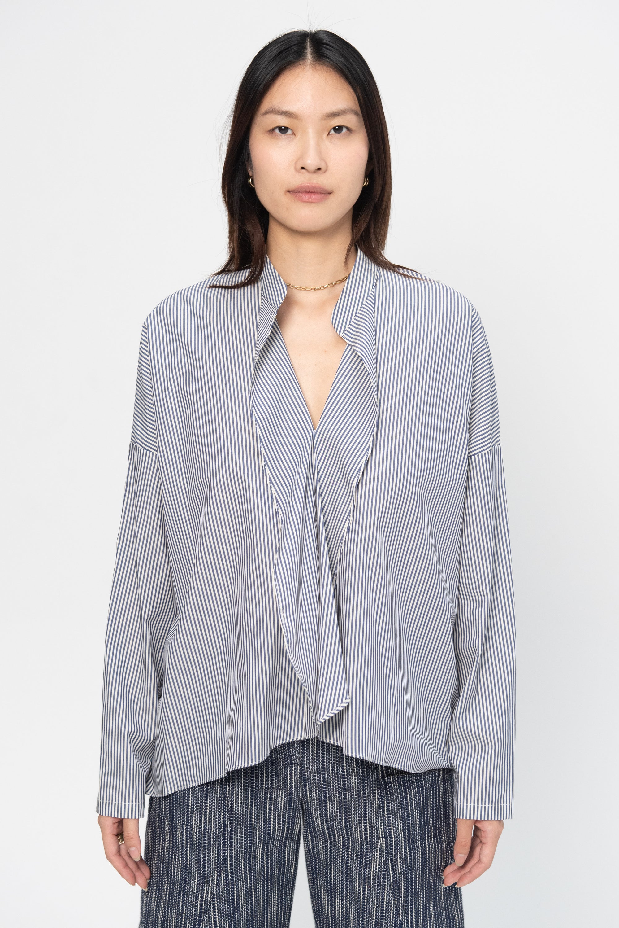 ZERO + MARIA CORNEJO - Long-Sleeved Fin Gaban Shirt, Indigo & Chalk