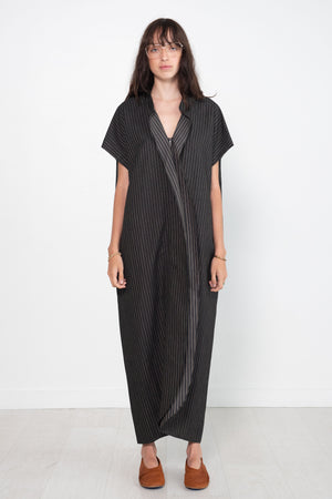 Zero + Maria Cornejo - Long Fin Gaban Dress, Duo Pinstripe Black