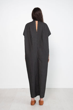 Zero + Maria Cornejo - Long Fin Gaban Dress, Duo Pinstripe Black