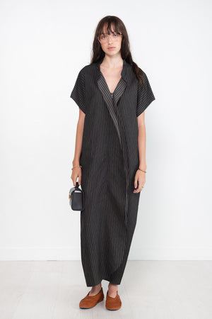 Zero + Maria Cornejo - Long Fin Gaban Dress, Duo Pinstripe Black