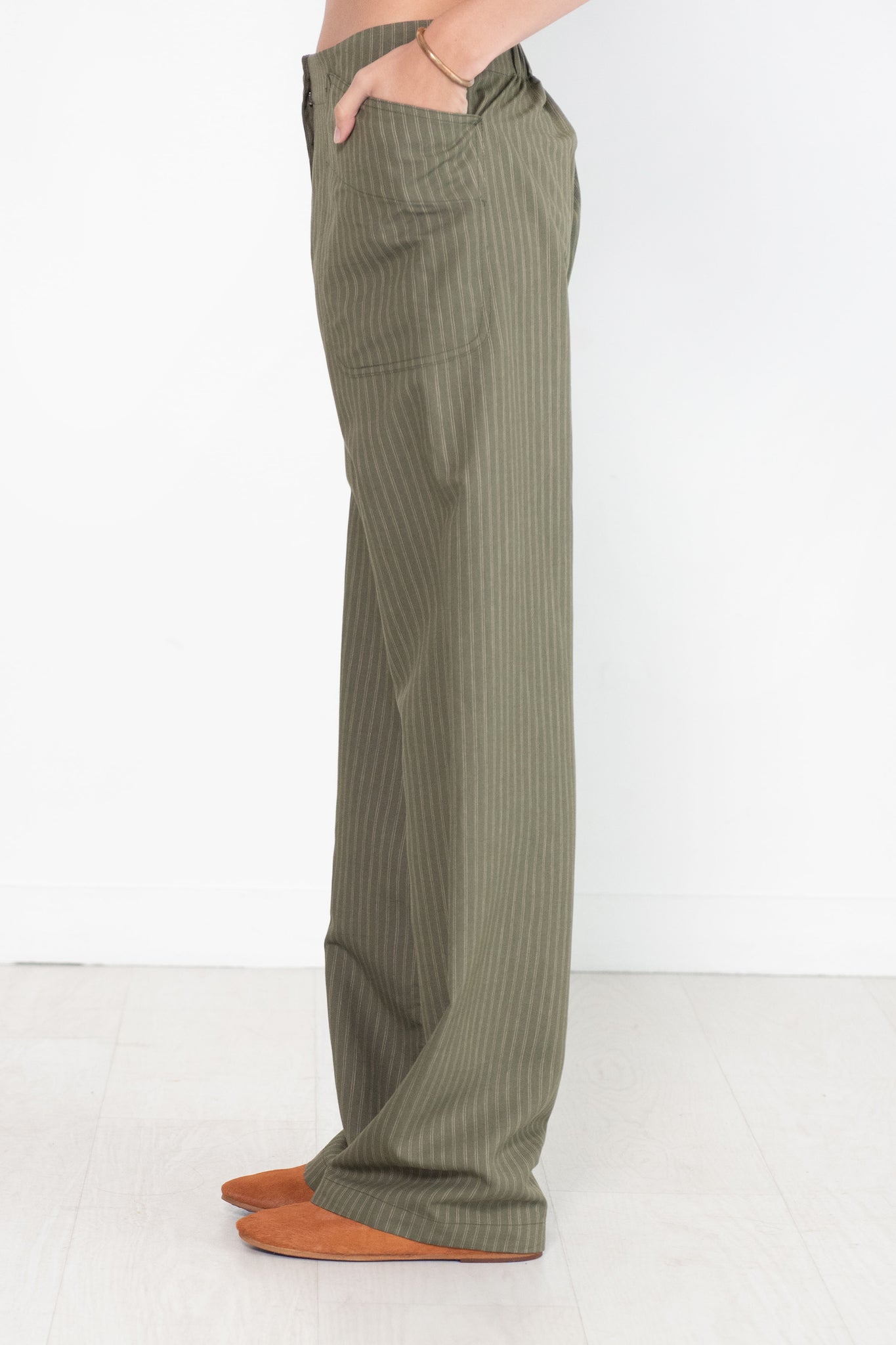 Zero + Maria Cornejo - Eda Pant, Duo Pinstripe Olive