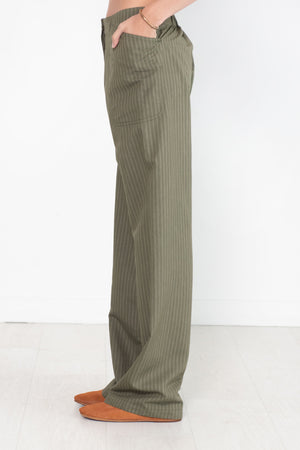 Zero + Maria Cornejo - Eda Pant, Duo Pinstripe Olive